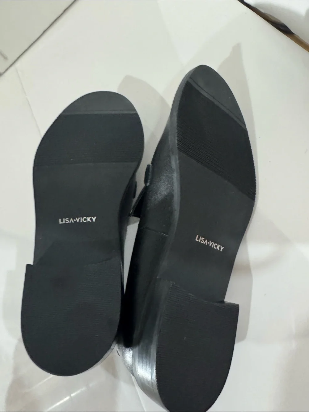 Black Leather Women's Loafers with Gold Bit Accent Size 7.5